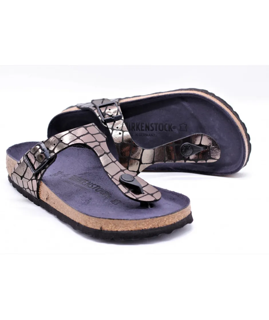 Femme L'Empreinte Chaussures Mules|Sandales Et Nu-Pieds|BIRKENSTOCK GIZEH GATOR GLEAM BLACK